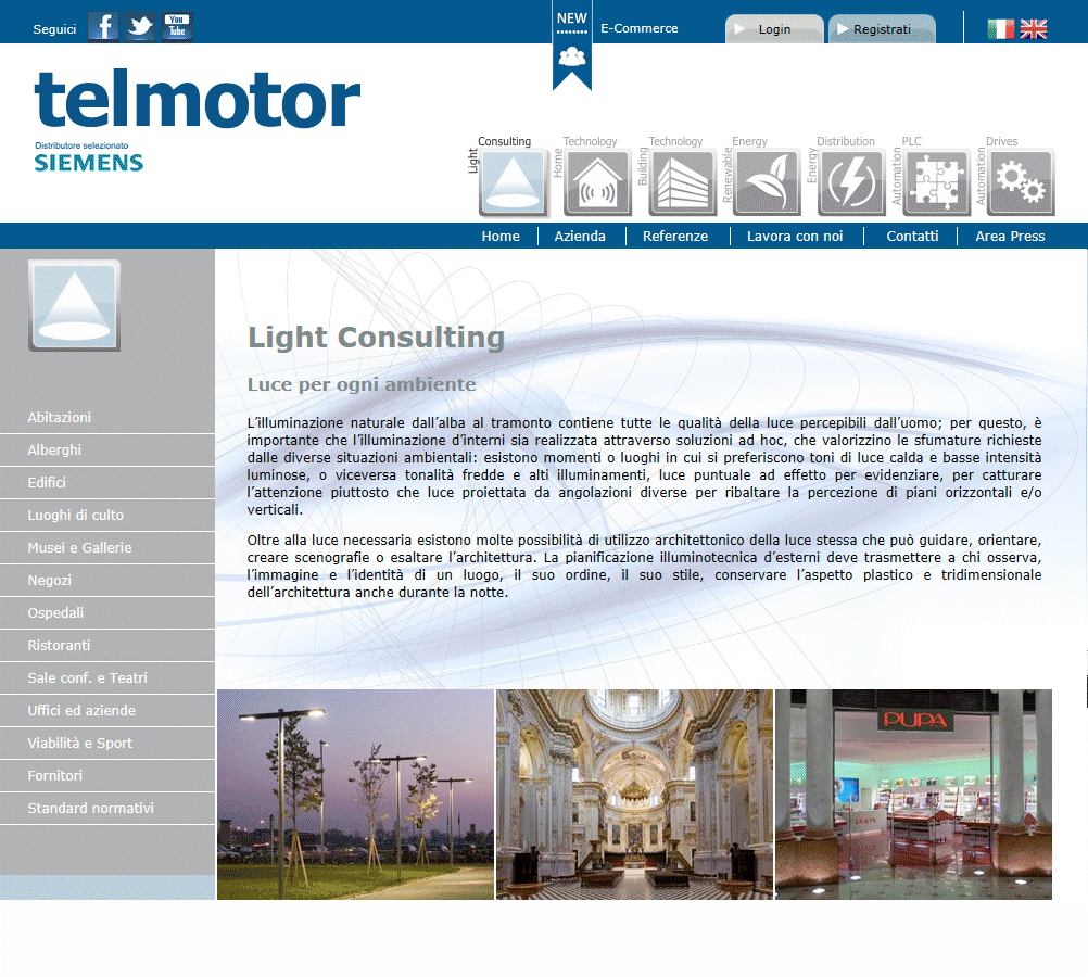 progetti illuminazione, corpi illuminanti, consulenza illuminotecnica: Telmotor